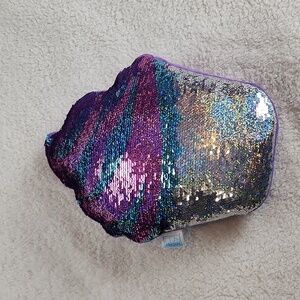 Cupkake stuffed animal pillow stuffed plushie  reversible sequin purple blue
